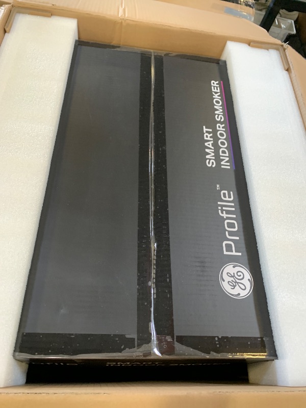 Photo 1 of GE Profile™ Smart Indoor Pellet Smoker, with Active Smoke Filtration, 5 Smoke Control Settings, WiFi Connected, Electric, Countertop BBQ Appliance, Black