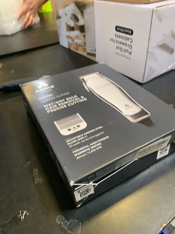 Photo 1 of Andis 01815 Professional Master Adjustable Blade Hair Clipper, Carbon Steel T-Blade - Silver