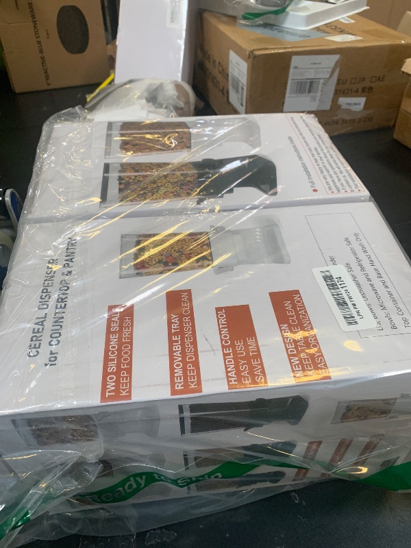 Photo 1 of Qozzix Cereal Dispenser Countertop with Cereal Bowls,16 Labels & Pen, Cereal Containers Storage, Candy Dispenser, Dry Food Dispenser For Pantry - Not Easy to Crush Food (Black, 2 Pack)