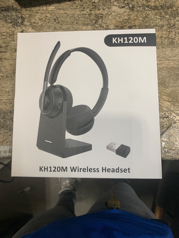 Photo 1 of (2025 Upgraded) Wireless Headset with Mic for Work, Bluetooth Headset with Noise Canceling Microphone with Dongle, Charging Base & Mic Mute, Wireless Headphones for Work from Home/PC/Computer