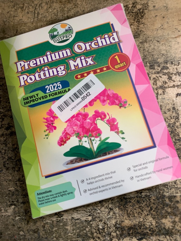 Photo 1 of [Upgraded] DUSPRO Orchid Potting Mix for Repotting with Forest Moss, Pine Bark, Perlite & Pumice, Orchid Bark Potting Mix, Orchid Repotting Soil, Drainage Indoor Potting, Orchid Pot Not Included,1 QRT