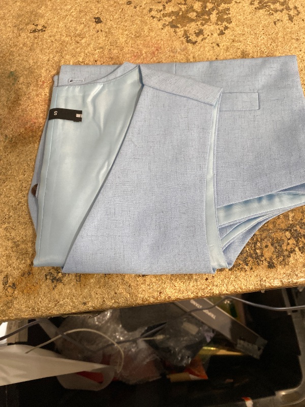 Photo 1 of (MEN SMALL TALL* Men's 3 Piece Linen Suits Set Regular Fit Casual Lightweight Blazer Jacket Vest and Pants Light Blue S