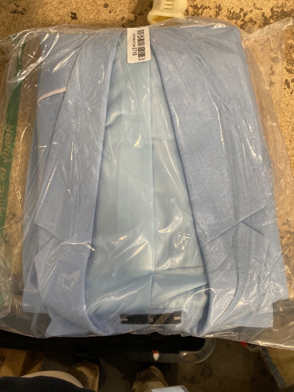 Photo 1 of (MEN SMALL TALL* Men's 3 Piece Linen Suits Set Regular Fit Casual Lightweight Blazer Jacket Vest and Pants Light Blue S