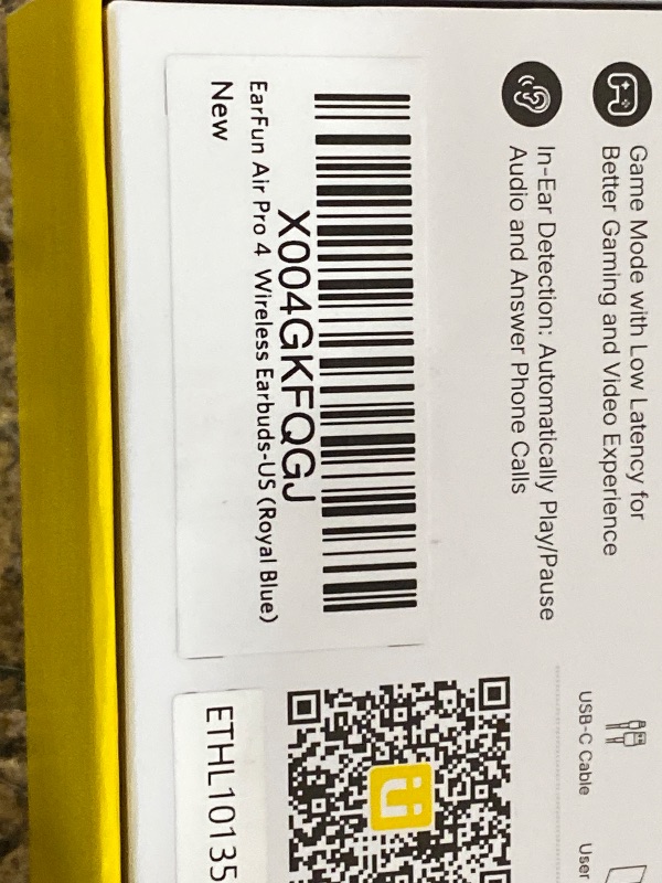 Photo 1 of **Only one earbud** EarFun Air Pro 4 Adaptive Hybrid Noise Canceling Wireless Earbuds, Qualcomm Snapdragon Sound, aptX Lossless, 6 Mics AI CVC 8.0 Call, LDAC Hi-Res Audio, 52H Playtime, Bluetooth 5.4 (Royal Blue) Right ear bud missing