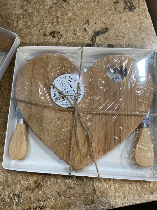 Photo 1 of Heart Cheese Board with Knife, Wood Mini Charcuterie Board