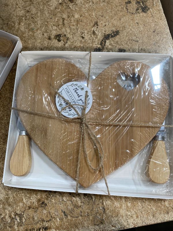 Photo 1 of Heart Cheese Board with Knife, Wood Mini Charcuterie Board