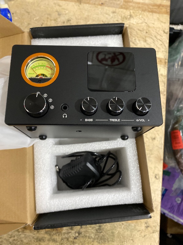 Photo 1 of ?Douk Audio Vacuum Tube Preamp: Headphone Amp with VU Meter, 4-Way RCA Selector Switch Box, Preamplifier with Tone Control for? Receivers, Amplifiers, Speakers, 16-600? Headphones (TUBE-T5C)