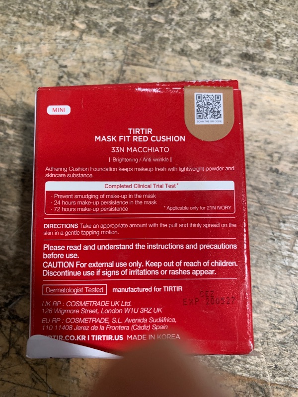 Photo 1 of [*Mini Size*] TIRTIR Mask Fit Red Cushion Foundation | Full coverage, Weightless, Skin fit, Satin Glow Finish, Korean Makeup, beauty, Tattoo cover up, Buildable (#33N Macchiato, 0.15 Fl Oz)