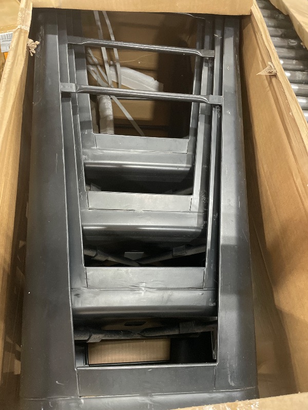 Photo 1 of (used)(damaged)(see images) Amazon Basics Metal Bar Stools, 24-Inch, Easy Assembly, Dark Grey, Set of 4