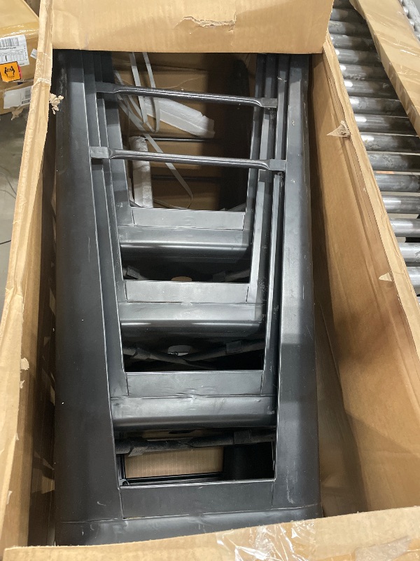 Photo 1 of (used)(damaged)(see images) Amazon Basics Metal Bar Stools, 24-Inch, Easy Assembly, Dark Grey, Set of 4