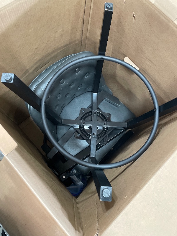 Photo 1 of (used)(missing pieces) KISLOT Counter Height Swivel Barstools with Back,26" H Seat Height Upholstered Bar Stools for Kitchen Island,Set of 2,Grey Leather