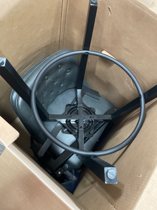 Photo 1 of (used)(missing pieces) KISLOT Counter Height Swivel Barstools with Back,26" H Seat Height Upholstered Bar Stools for Kitchen Island,Set of 2,Grey Leather