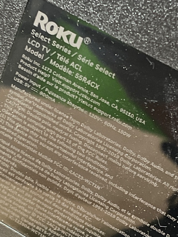 Photo 1 of (does not work)(sold for parts) Roku Smart TV – 55-Inch Select Series, 4K HDR TV – Roku TV with Enhanced Voice Remote – Flat Screen LED Television with Wi-Fi for Streaming Live Local News, Sports, Family Entertainment