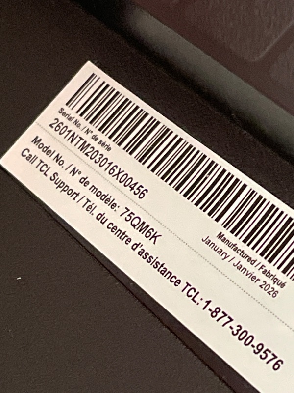 Photo 1 of (broken screen)(see images) TCL 75 Inch Class QM6K Series | Mini LED QLED 4K HDR | 75QM6K, 2025 Model | 120HZ-144HZ High Brightness Smart Google TV Dolby Atmos Onkyo Audio | Voice Remote Alexa Gaming Streaming Television