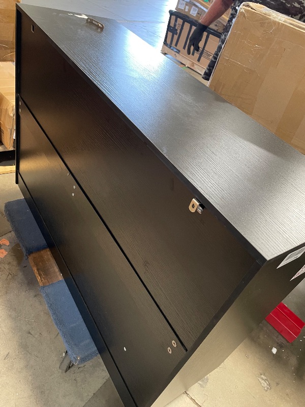 Photo 1 of (missing drawers) Jocoevol Modern Black 6 Drawer Dresser - Simply Chest of Drawers for Bedroom, Closet, Living Room, Hallway, Entryway, Wood Storage Double Dresser with Smooth Metal Rails - Black