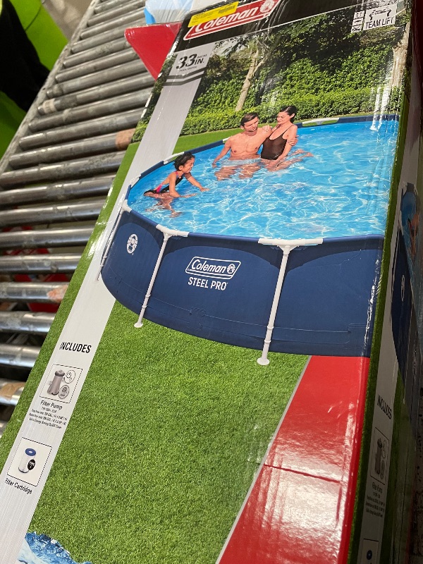 Photo 1 of (used)(see all images) INTEX Metal Frame Above Ground Pool Set, Round Swimming Pool with Steel Frame, 1000 GPH Cartridge Filter Pump