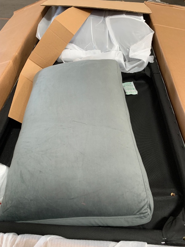 Photo 1 of (2 boxes)(see images) Casa Andrea Milano LLC Modern Large Velvet Fabric Sectional Sofa, L-Shape Couch with Extra Wide Chaise Lounge, Grey