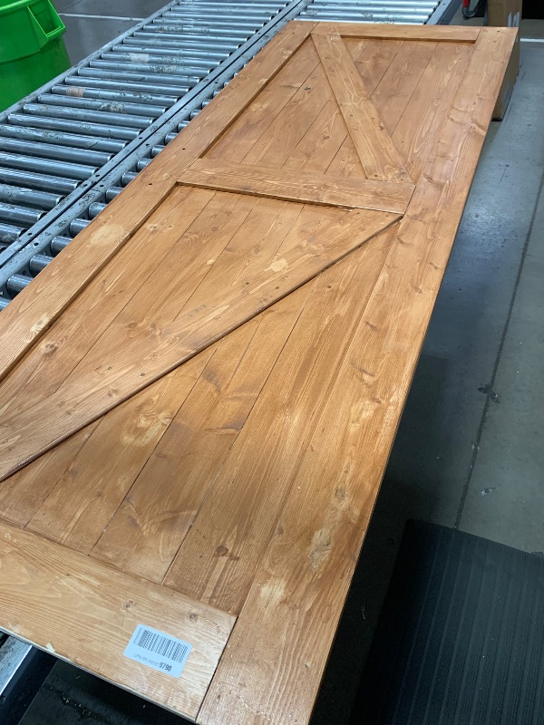 Photo 1 of (missing all hardware) SMARTSTANDARD 32in x 84in Sliding Barn Door with 6ft Barn Door Hardware Kit Included, Unfinished Solid Spruce Wood Door, Assembly Required, DIY, Stainable, Natural