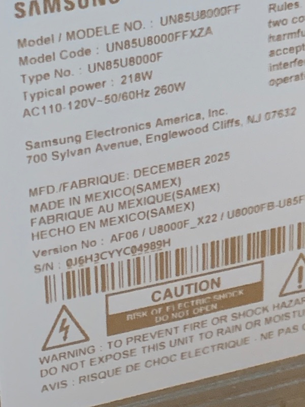 Photo 1 of (broken screen) Samsung 85-Inch Class Crystal UHD U8000F 4K Smart TV (2025 Model) Endless Free Content, Crystal Processor 4K, MetalStream Design, Knox Security, Alexa Built-in