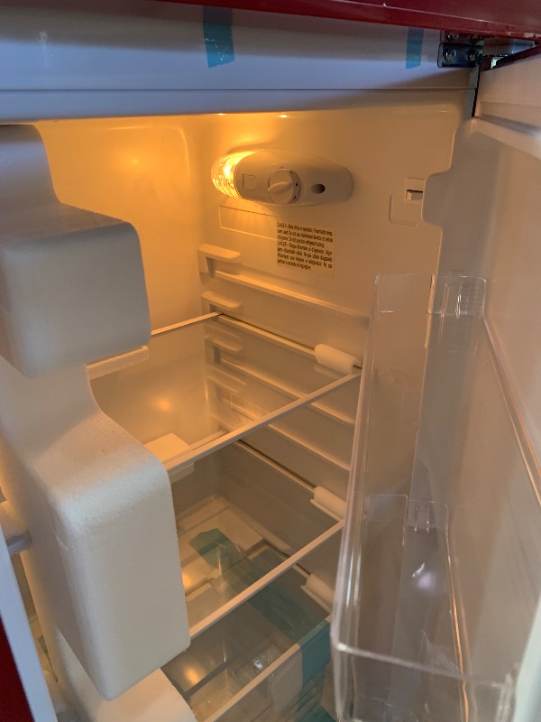 Photo 1 of (see images for damage) Frigidaire Retro Apartment Size Refrigerator with Top Freezer - 2 Door Fridge with 7.5 Cu Ft of Storage Capacity, Adjustable Spill-Proof Shelves, Door & Crisper Bins, Merlot