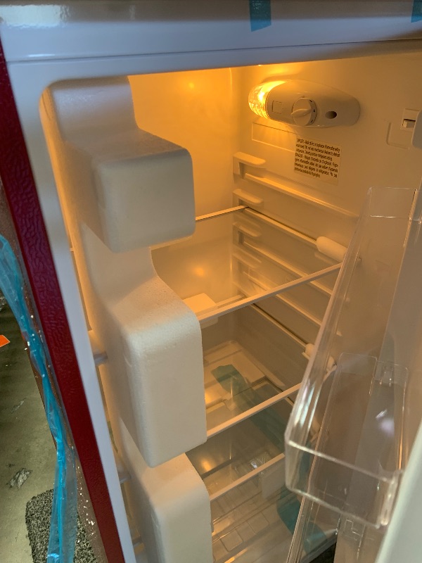Photo 1 of (see images for damage) Frigidaire Retro Apartment Size Refrigerator with Top Freezer - 2 Door Fridge with 7.5 Cu Ft of Storage Capacity, Adjustable Spill-Proof Shelves, Door & Crisper Bins, Merlot