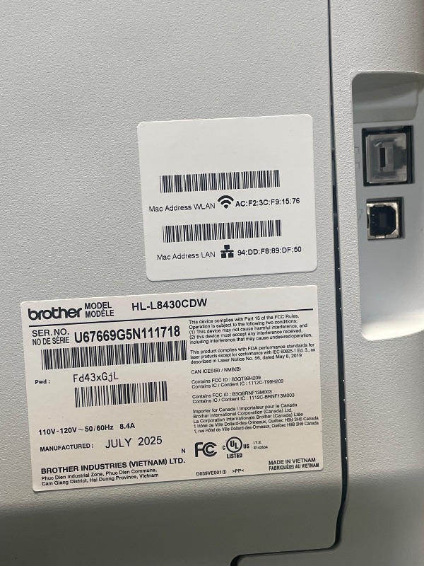 Photo 1 of (powers on)(see all images) Brother HL-L8430CDW Business Color Laser Printer with Low-Cost Printing and Wireless Networking