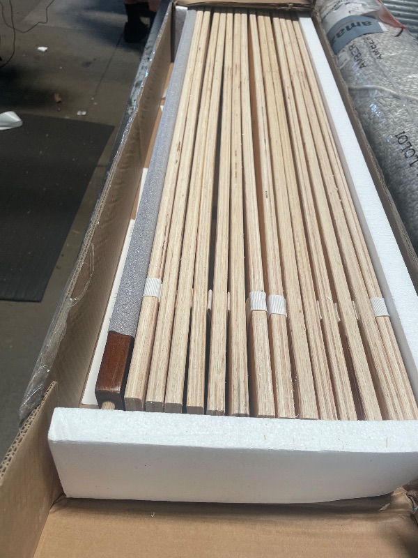 Photo 1 of ** missing headboard ** Lifezone Solid Wood Queen Size Bed Frame with Fluted Headboard, Walnut Japanese Bed Frame, Slats Support, Noise-Free, Sturdy Structure, Easy Assembly