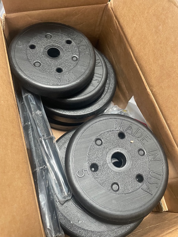 Photo 1 of (partial set) US Weight 105 Pound Barbell Weight Set for Home Gym| Adjustable Weight Set with Two Dumbbell Bars and Full 6 Ft Bar, Black