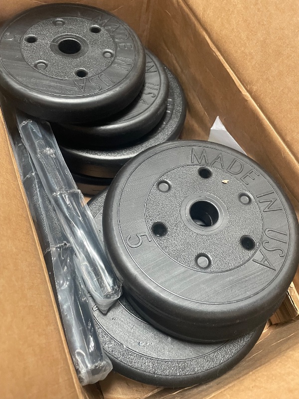 Photo 1 of (partial set) US Weight 105 Pound Barbell Weight Set for Home Gym| Adjustable Weight Set with Two Dumbbell Bars and Full 6 Ft Bar, Black