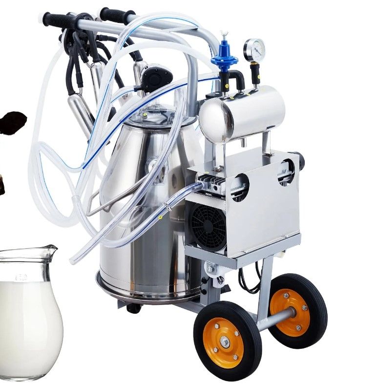 Photo 1 of  Garvee 6.6 Gal/25L Portable Cow Milking Machine, Electric Milking Machine with 304 Stainless Steel Bucket, Automatic Pulsation Vacuum Milker with Food-Grade Silicone Cups and Tubes, for Cows and Goats
