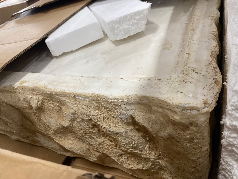 Photo 1 of (View images for parts) GDFStudio Modern Lightweight Concrete Coffee Table, Indoor Outdoor Square Accent Table, Mid Century MGO Side Tables, Faux Stone Sofa Tables for Living Room Office Apartment, No Assembly, Amber+Beige