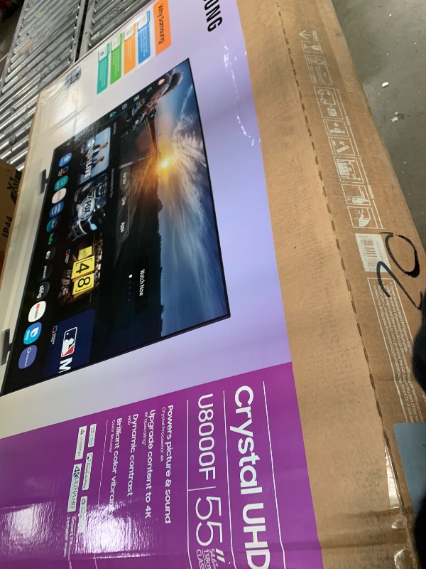 Photo 1 of **DAMAGED TO THE SCREEN **Samsung 55-Inch Class Crystal UHD U8000F 4K Smart TV (2025 Model) Endless Free Content, Crystal Processor 4K, MetalStream Design, Knox Security, Compatible with Alexa