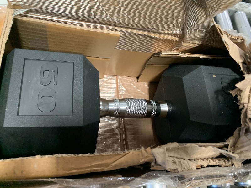 Photo 1 of (1 pair)CAP Barbell 60 LB Rubber Coated Hex Dumbbell Hand Weight - Single | Chrome Handle