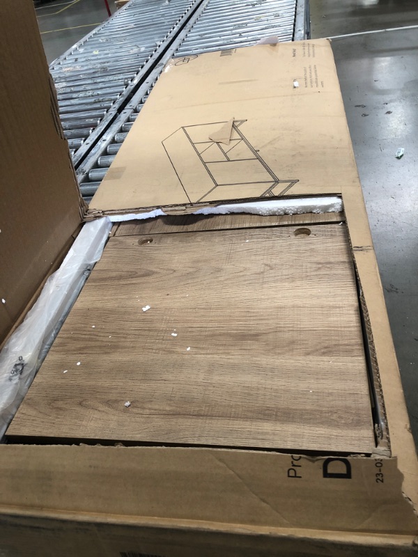 Photo 1 of (sold as parts, missing unknown parts) Nathan James Dylan Media Console Cabinet or TV Stand with Doors for Hidden Storage in a Natural Reclaimed Oak Herringbone Wood Pattern and Metal, Oak/Matte Black