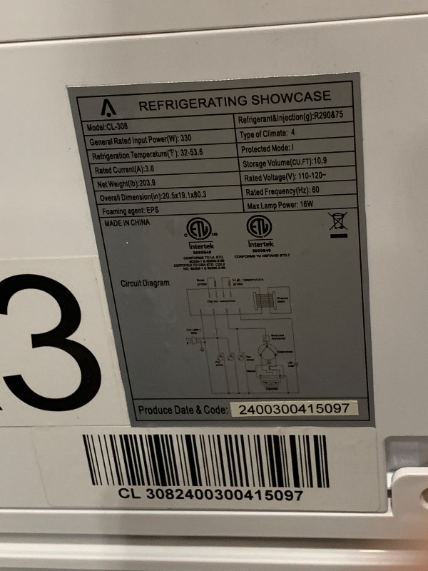Photo 1 of ***TRUCK/TRAILER PICKUP ONLY***Commercial Display Refrigerator, ETL Bakery Case 4 Sided Glass all Direction, Fridge Cooler Merchandiser, 80" H 308 L Restaurant Kitchen Cafe White version only