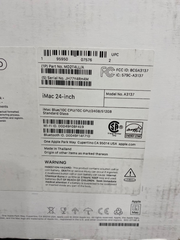 Photo 1 of *****Factory Sealed******Apple 2024 iMac All-in-One Desktop Computer with M4 chip with 10-core CPU and 10-core GPU: Built for Apple Intelligence, 24-inch Retina Display, 24GB Unified Memory, 512GB SSD Storage; Blue