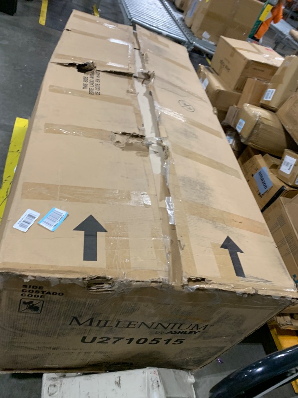 Photo 1 of *** ITEM IS XL ON A PALLET BRING BIG TRUCK**Signature Design by Ashley Boyington Contemporary Leather Match Power Reclining Sofa with USB Charging Ports, LED Lights and Adjustable Headrest, Light Gray