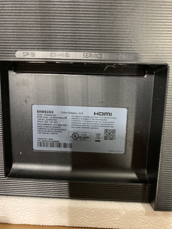 Photo 1 of *** MISSING POWER CORD AND STANDS/ UNABLE TO TEST*** Samsung 32-Inch Flat Computer Monitor, 75Hz, Borderless Display, AMD FreeSync, Game Mode, Advanced Eye Care, HDMI and DisplayPort, LS32B304NWNXGO, 2024