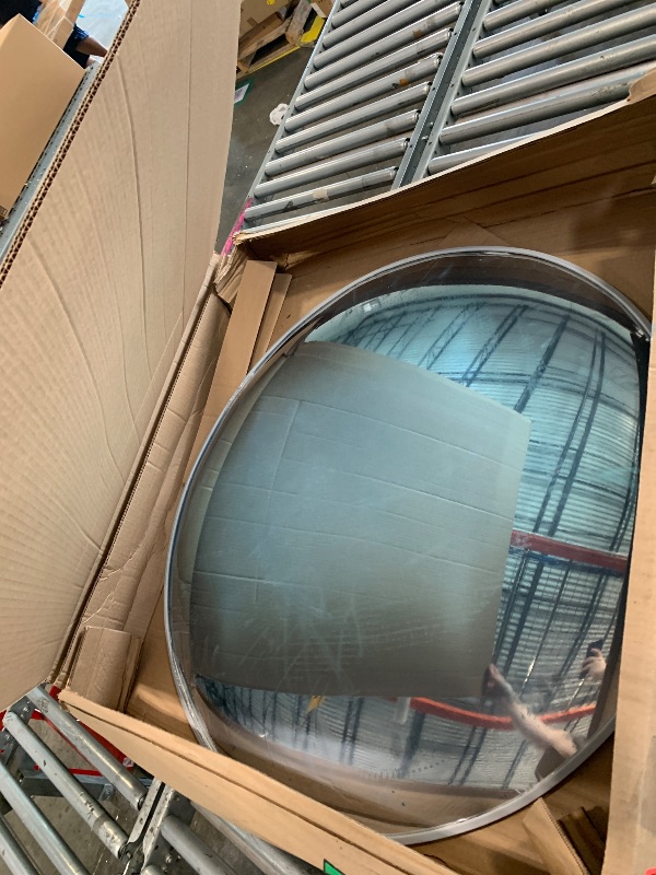 Photo 1 of *** USED WITH MINOR DAMAGE ***36” Acrylic Outdoor Convex Mirror With Plastic Back, Round Security Mirror for the Garage Blind Spot, Store Safety, Warehouse Side View, Circular Wall Mirror for Personal/Office Use -Vision Metalizers