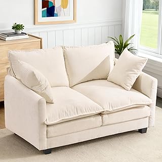 Photo 1 of ***NOT EXACT FROM STOCK IMAGE/ VIEW ALL IMAGES*** Loveseat Sofa Cloud Sofa Couch 50'', Modern Loveseats 2 Seat Couch 27" Deep Seat with 2 Pillows for Small Spaces Apartment Studio Office Bedroom Living Room 8834-BEIGE-1