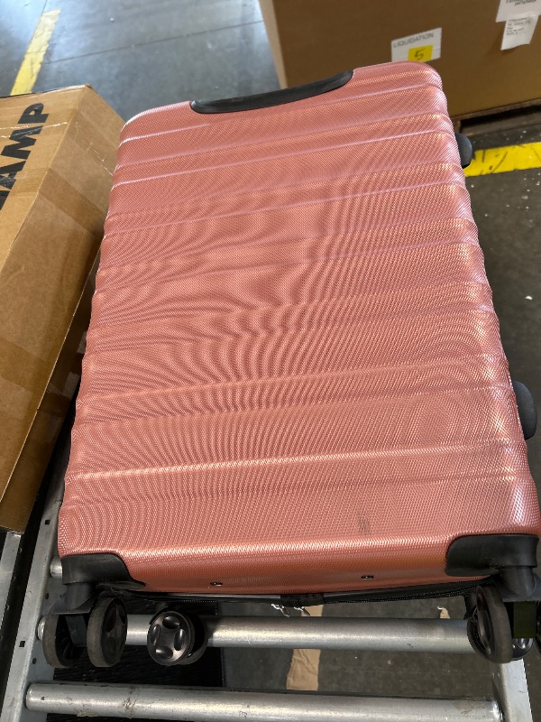 Photo 1 of ***HANDLE BROKEN*** Amazon Basics 26" Hardside Medium Checked Luggage, Expandable Hardshell Suitcase with Telescoping Handle, Scratch-Resistant Surface, Four Multi-directional Wheels, Rose Gold