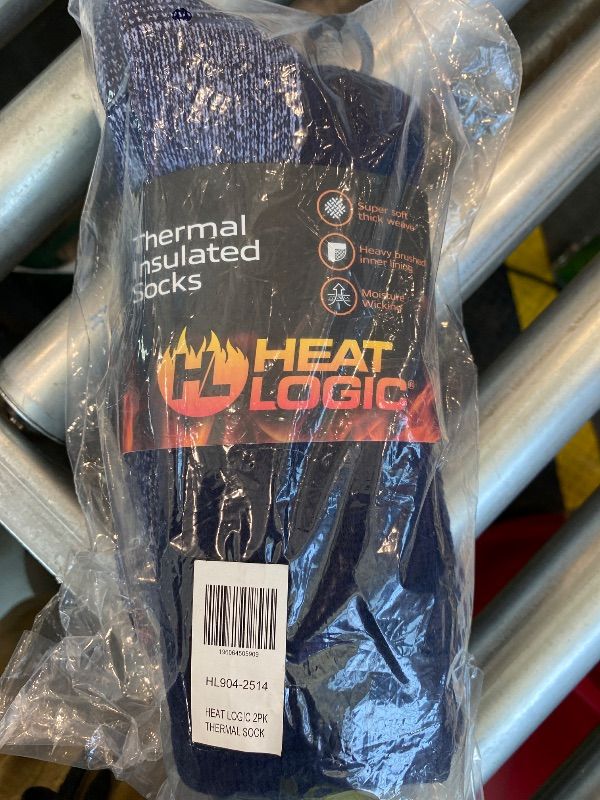 Photo 1 of ***DIFFERENT DESIGN*** Heat Logic Men 2 Pairs Super Soft Cozy Socks, Moisture Wicking Thermal Warm Crew Winter Sock, Brushed Lining Hiking Socks