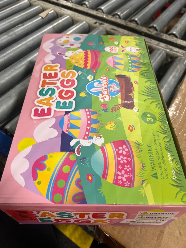 Photo 1 of [6 Surprise Golden Eggs] 100 Pack 3 Inch Large Easter Eggs, Empty Easter Eggs Fillable, Bright Colors Plastic Eggs Bulks for Easter Hunt, Easter Party Favor, Basket Stuffers Fillers
