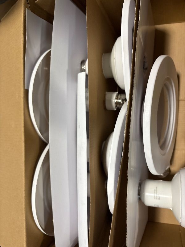 Photo 1 of **DAMAGED**
Jolux 5/6 Inch Adjustable Height LED Can Lights Retrofit Recessed Lighting 6 Pack,800 lm 3000K Warm White,12=60W,Dimmable, Recessed Downlight Install,ETL Damp Rated,E26 Base,Flat Trim.