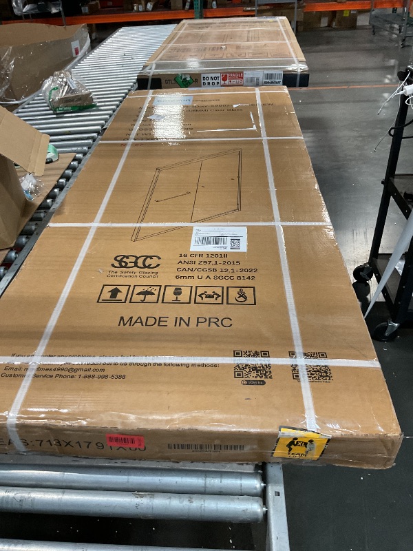 Photo 1 of **FACTORY SEALED** EASYWORC Double Sliding Shower Door, 43"-48" W x 70" H Semi-Frameless Glass Shower Door, 1/4'' (6mm) Clear SGCC Tempered Glass with Explosion-Proof Film and Nano Coating, Matte Black