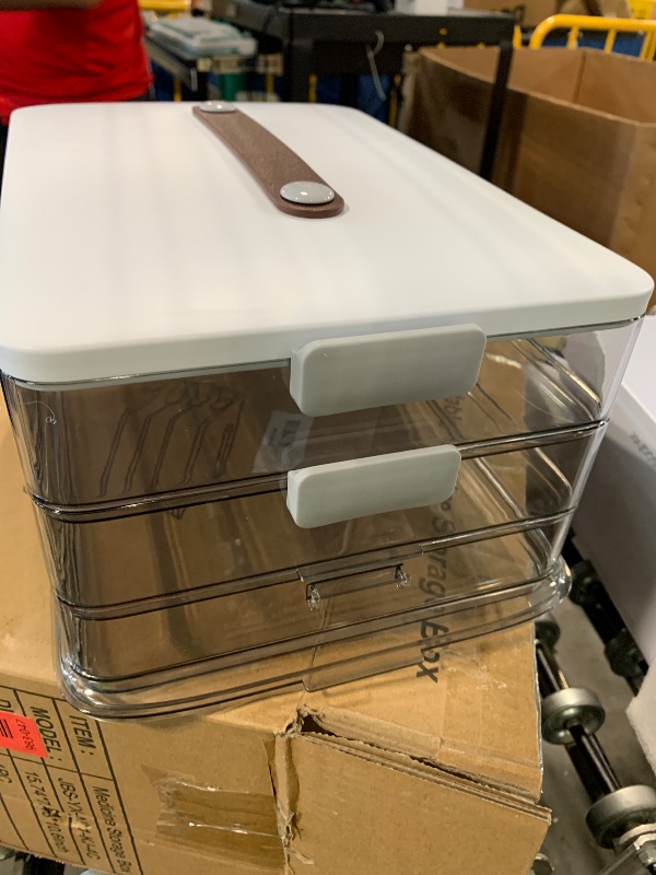 Photo 1 of ** SOLD AS IS, NO REFUN/RETURN** SEE COMMENTS!
MOPALL 4-Tier Medicine Organizer Storage Box, Portable Latch Bin with Lid and Leather Handle, Cabinet Closet Organization for Home Office, Pill Bottle, First Aid, Sewing, Art, Craft
