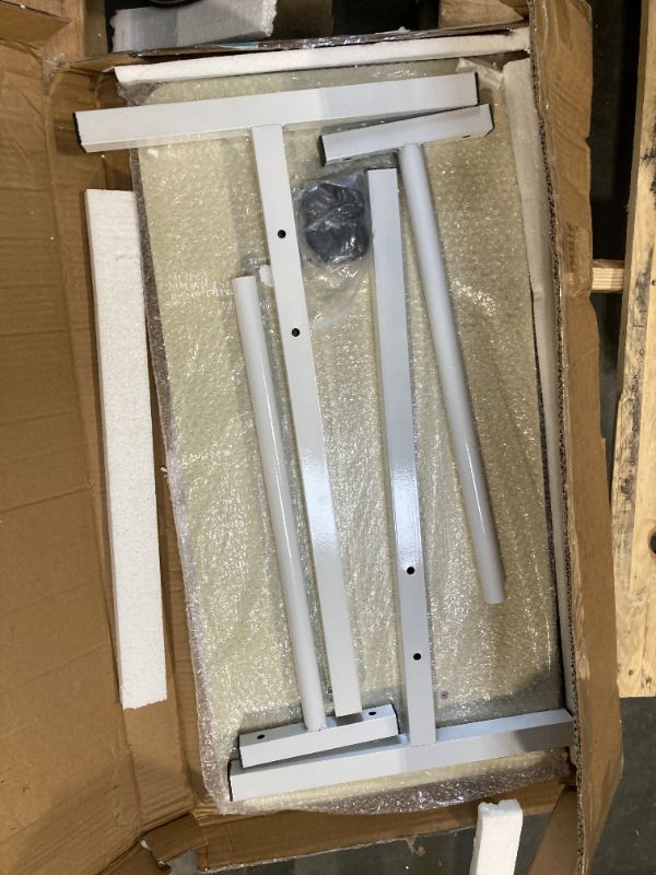 Photo 1 of ***MISSING SCREWS*** Shahoo Standing Desk Adjustable Height, Mobile Stand Up Desk with Wheels, 32 Inch Portable Rolling Desks, Computer Office Workstations for Office, Sofa, Bedroom, White