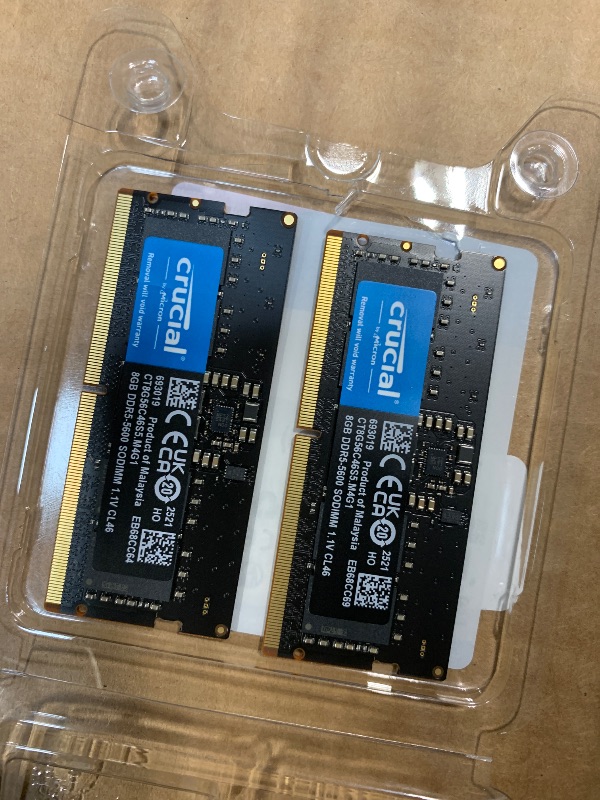 Photo 1 of ***Only one works.**
Crucial 16GB DDR5 RAM Laptop Memory Kit (2x8GB), 5600MHz (or 5200MHz or 4800MHz), SODIMM 262-Pin, Compatible with 13th Gen Intel Core and AMD Ryzen 6000 - CT2K8G56C46S5