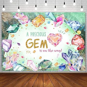 Photo 1 of **See Clerk Notes**
96Pcs Gem Stone Baby Shower Party Supplies She is a Gem Plates and Napkins Green Crystal Jewel Tableware Sets Glitter Jewel Geology Themed Decor for Baby Shower Newborn Girl Birthday Party Serve 24