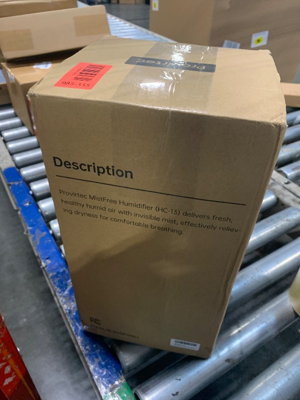 Photo 1 of **UNTESTED**
Provirtec MistFree Evaporative Humidifier for Bedroom, 3L No White Dust for Sensitive Individuals, Auto Humidity Control, Works with Tap Water, Night Light, Easy Clean Tank for Home & Small Room